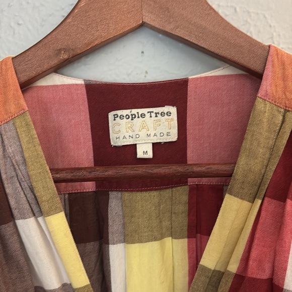 People Tree Organic Cotton, Colorful Plaid Button-Down Dress - Picture 2 of 6